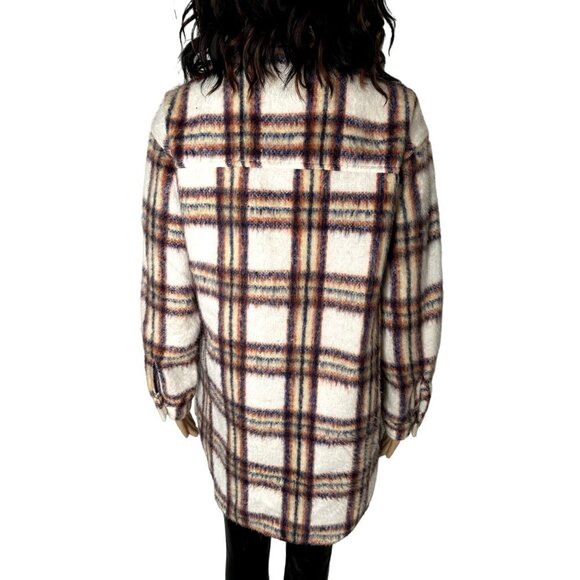 Maurices Plaid Toggle Longline Fuzzy Shacket Size Small - Picture 3 of 8